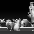 213213.jpg STL-Datei Frau und Schweine 3D-Druckmodell・3D-Druck-Idee zum Herunterladen
