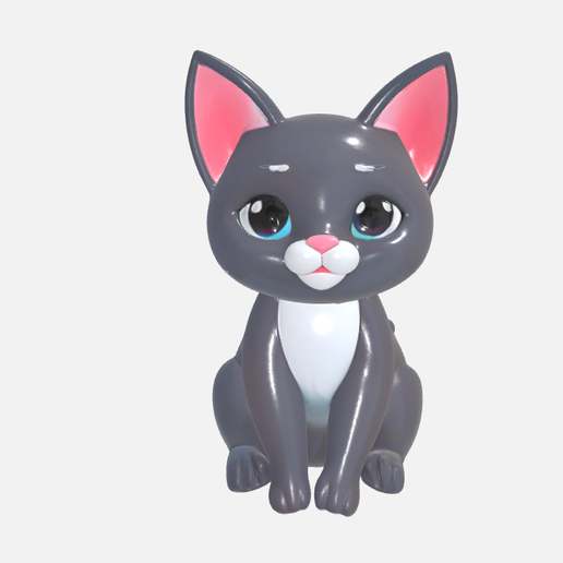 Cute Cat Toy Figurine 3D model