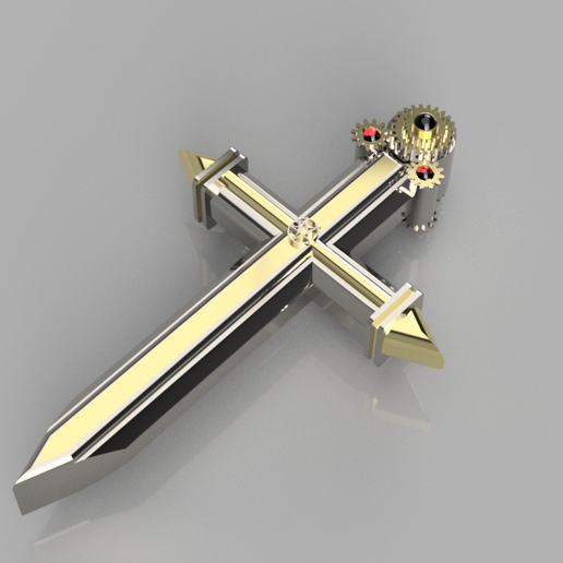 Vampire Hunter Steampunk Crucifix Stake 3D model