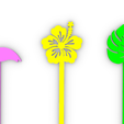imagen3.png Stirrers / Stirrers Hawaiian flower, flamingo and leaf design identifiers