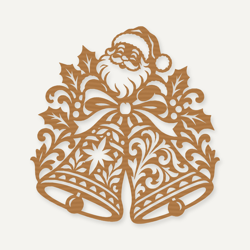 Santa Ornate Christmas Bells Wall Art – STL and Laser Cut Files