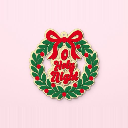 O Holy Night Classic Bow Wreath Christmas Ornament