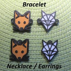 IMG_7300.jpg STL file 4 Fox Necklaces, Bracelets, Earrings, Jewelry・Model to download and 3D print