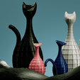 Cats-3.png Family of Cats - Family of Cats - Lowpoly - Wire - Pixel - 3D Model
