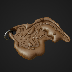 Utah-Raptor_1.png STL file Raptor Fossil Key Chain・Model to download and 3D print