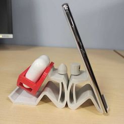 MobileStand_AirpodsHeartBoxSide.jpeg Free STL file Mobile Phone Stand & Airpods Heart Box・Design to download and 3D print