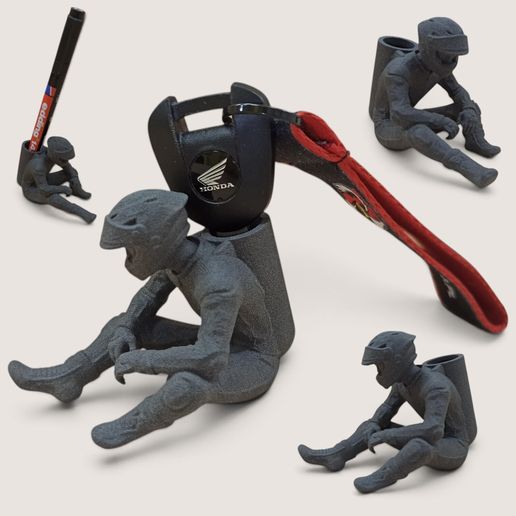 Motorcycle Key Holder & Desk Organizer - Sitting Biker