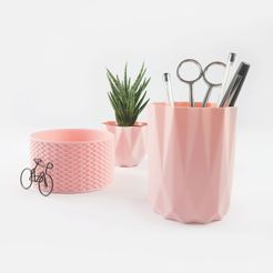 3 Pots QB Maker.jpg Archivo STL Maceta / Maceta / Recipiente・Design para impresora 3D para descargar