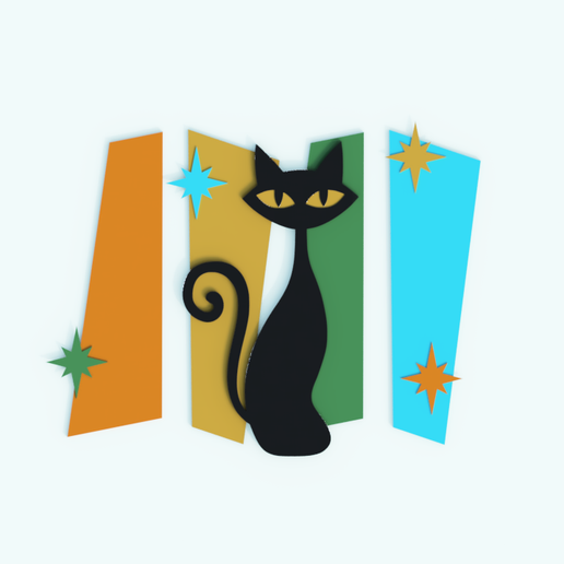 Black Cat Wall Art – Retro Atomic Style Decor