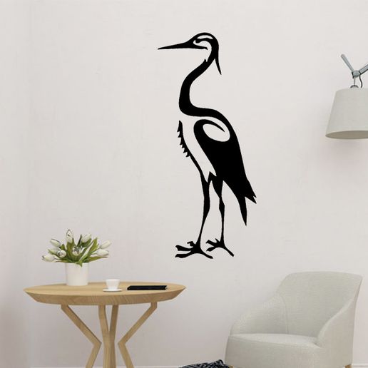 White Egret Stork Wall Art - 3D model önizlemesi