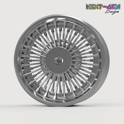 7.png Next-Gen Rim - 1966 Ford Mustang Wire Rim Hubcap (with and without a dust cover) - Real Rims For Scale Model Cars (STL FILES)
