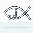 believe-Jesus-fish-1.png Believe Christian Fish Sign, Ichthys Cross Wall Art, Sacred Christian Symbol