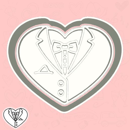 Wedding Day cookie cutters - groom (heart shaped) (style 1)