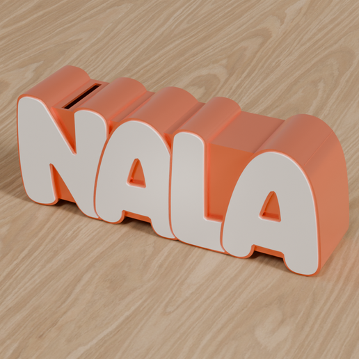 STL Files, Personalized Piggy Bank "NALA" - Multi-Color 3D Print with Lock & Key, Gift for Newborn, Baptism, Birthday