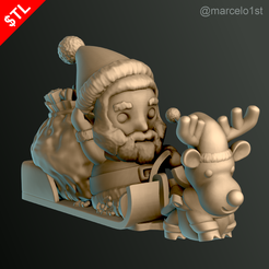 TRENO_01.png Fichier STL Père Noël en traîneau・Idée pour impression 3D à télécharger