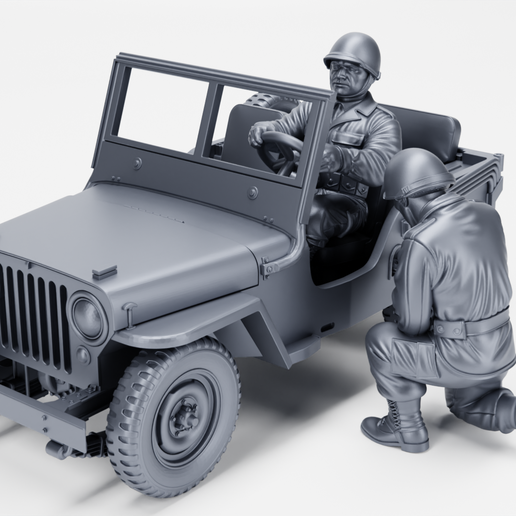 Jeep Willys CJ-2A + Soldiers (US, WW2)