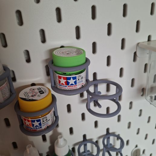 Ikea SKADIS peg board Tamiya paint holder and other paint holders