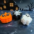IMG_6060.jpg Halloween Ghost Pumpkin Spiderweb Clicker & Keychain