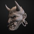 303.jpg Cyberpunk 2077 Japanese Hannya Mask Oni Mask Samurai Demon Mask 3D print model