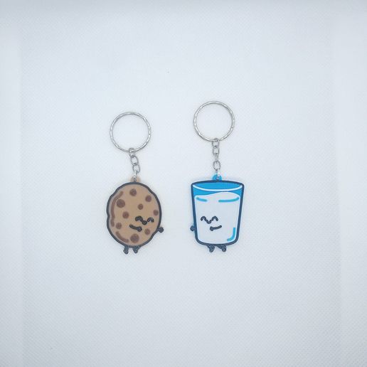 Milk and cookie keychain for couple 3D model