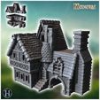1-PREM.jpg Tiled-roof medieval building with fireplace, access staircase and archway (19) - Medieval Gothic Feudal Old Archaic Saga 28mm 15mm RPG