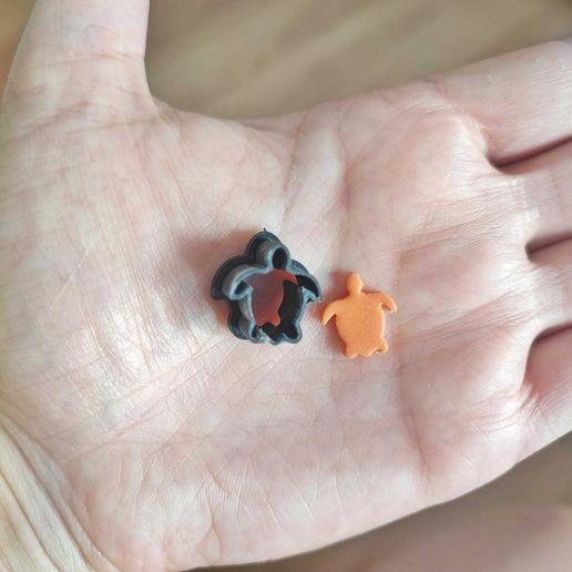 Sea turtle shaped cutter for polymer clay. Pack of 4 3D model