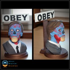 TheyLive_PaintedExample02.jpg 3D file They Live Bust pose 02 - OBEY・Design to download and 3D print, OnyxDigitalStudios