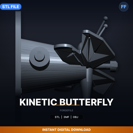 Kinetic Butterfly, Print in Place, Flapping Wings, - 3D Printable STL File