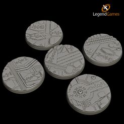 Necron-Bases-50mm-Thumbnail-V1.jpg STL file 50mm Necron Base Set - 50mm Round x5 - LegendGames・3D printable model to download
