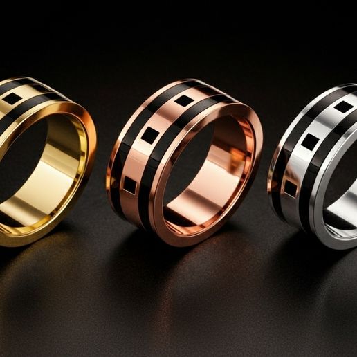 Black Square Epoxy Ring Band 9mm