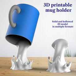 Splash-Cup-Mug-Holder-3D-printable-model-text.jpg 3D file Mug holder, cup holder "Splash" 3D printable home decor・3D printing design to download