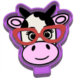 ink.png Cartoon Cow Face with Glasses Freshie STL Mold Housing