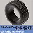 Tires_page-0012.jpg Pack of vintage racing, cheater slicks and hot rod tires for scale autos and dioramas! Scalable models