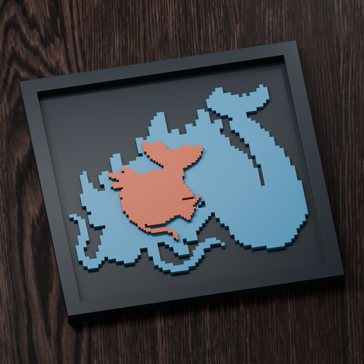Gyarados Line - Pokemon Silhouette Frame | Gen 3 sprite style | STL