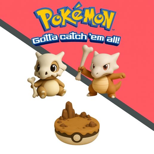 Pokemon Cubone evolution pack x 3 units 3D model