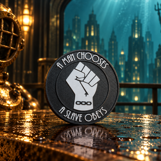 A Man Chooses, A Slave Obeys – BioShock Inspired Medallion