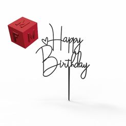 hb-4.jpg Archivo STL Happy Birthday Cake Topper M4・Modelo de impresión 3D para descargar