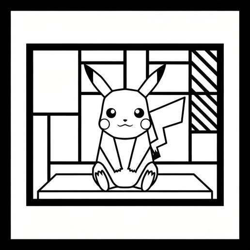 🖼️ Geometric Pikachu Frame Wall Art・Free STL File for 3D printing・Cults