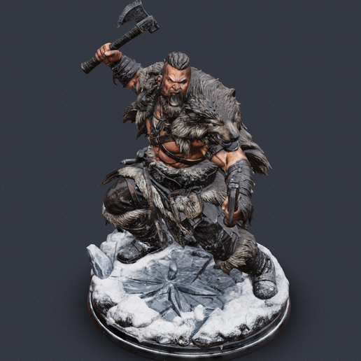 uoyuo.png Wolfborn Berserker – Dual Axe Warrior STL