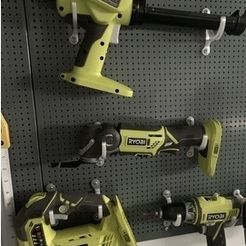 IMG_1558.jpeg Wall or Biltema Pegboard mount for Tool / Drills. Fits Ryobi and other brands