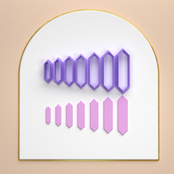 Presentacion-etsy-Frontal.png 3D file Polymer Clay Cutter Basic geometric shapes elongated hexagon in 7 Size 2 version cut/eulitec.com/-cc-copyrighted-license・3D printer model to download