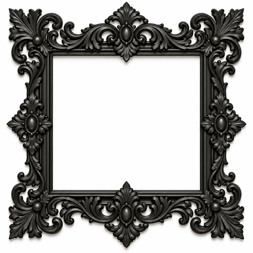 Baroque Noir Square Frame STL + 3MF – Ornate Victorian Picture Frame – Gothic Baroque Decor – 3D Print File