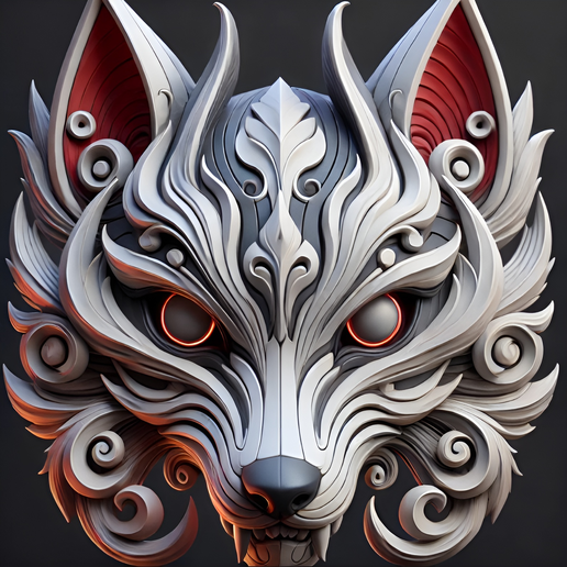 3D Printable STL Wolf Oni Anubis Mask – Cyberpunk Samurai Cosplay - Egyptian Mythology - STL File for 3D Printing