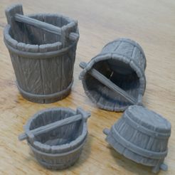 Bucket.jpg Archivo STL 5 CUBO DE MADERA Y BAÑERA PARA EL MEDIO AMBIENTE DIORAMA DE SOBREMESA 1/35 1/24・Diseño para descargar y imprimir en 3D