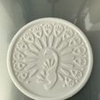 IMG_3934.jpg Free STL file Peacock drink coaster・3D print object to download