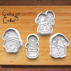Bild.jpg 3D file sunflower gnome Cookie Cutter set・3D printing template to download, CactusCookies