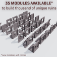 5.modules.png Ruins terrain for tabletop gaming, modular and magnetized. Suitable for WTC and ITC layouts