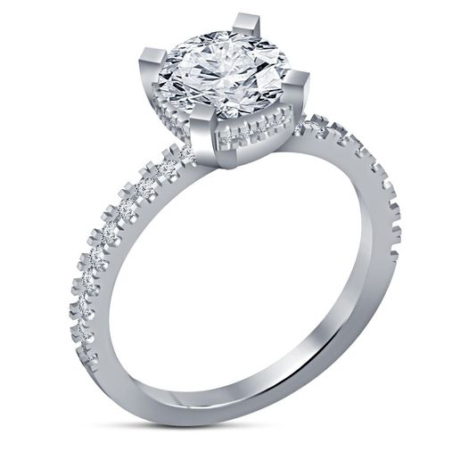 Jewelry 3D CAD Model Of Solitaire With Accents Ring