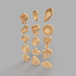 pack.png Fichier STL Découpeurs de biscuits pour la plage・Idée pour impression 3D à télécharger