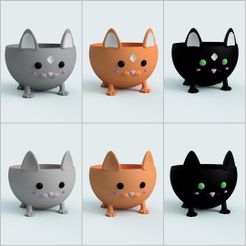 page.jpg STL file Cute Cat Flower Pot・3D print object to download